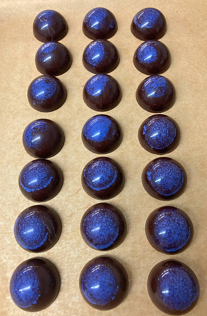 hemisphere chocolate truffles with blue color on top