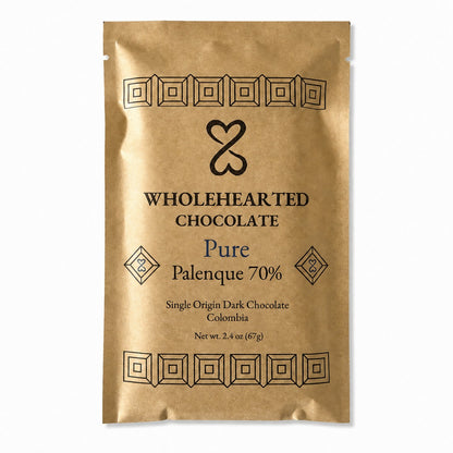 Wholehearted Chocolate Pure Palenque 70% bar in its kraft paper package